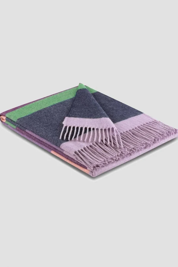 Purple Striped & Fringed Throw