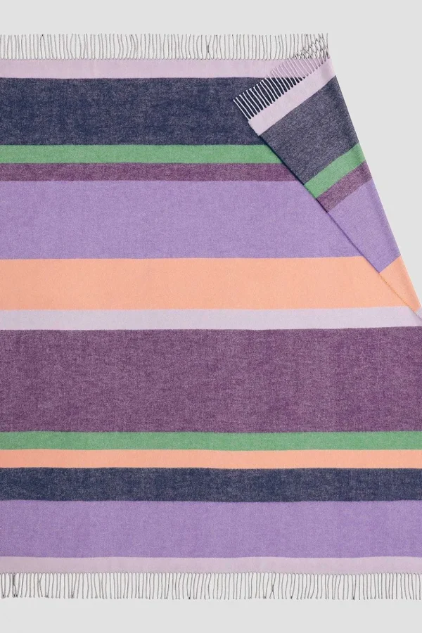 Purple Striped & Fringed Throw