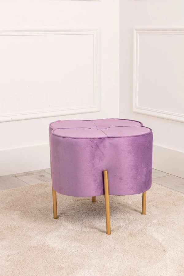 Purple Velvet Upholstered Foot Stool