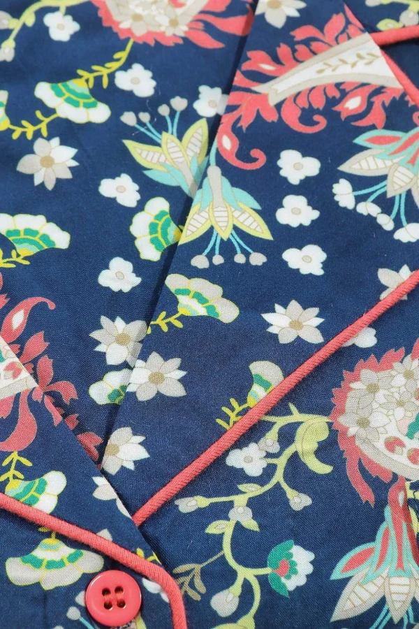 Pyjama Set With 3/4 Leg In Navy Print