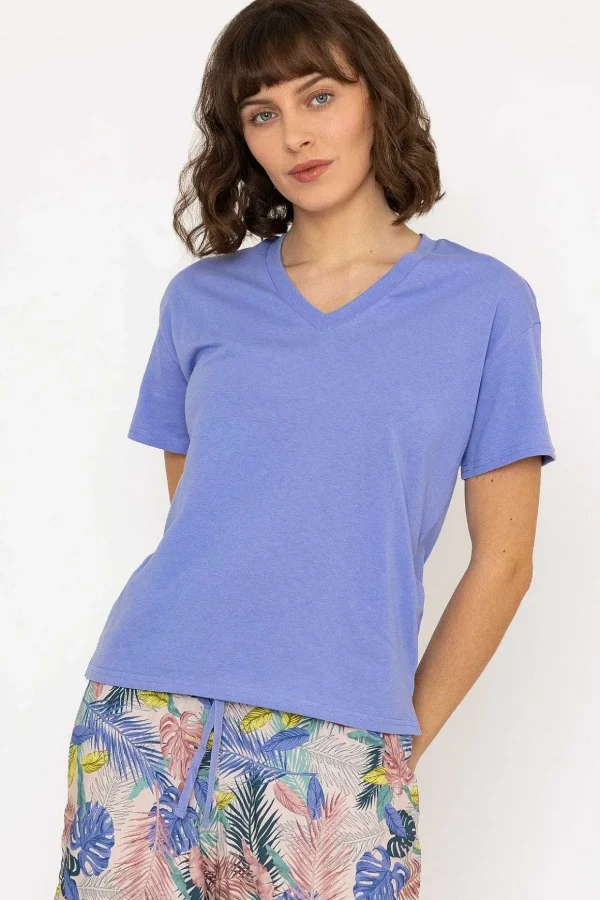 Pyjama Top And 3/4 Bottoms In Purple