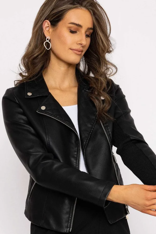 Quilted Side Zip Jacket In Black
