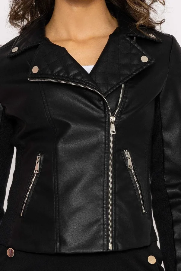 Quilted Side Zip Jacket In Black