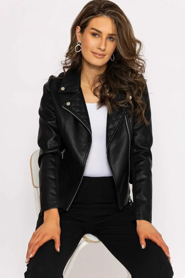 Quilted Side Zip Jacket In Black