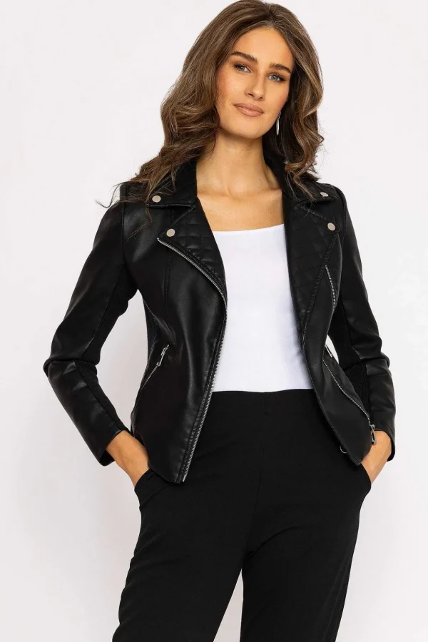 Quilted Side Zip Jacket In Black