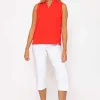 Red Scallop Trim Sleeveless Top