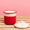 Red Splatter Print Enamel Canister