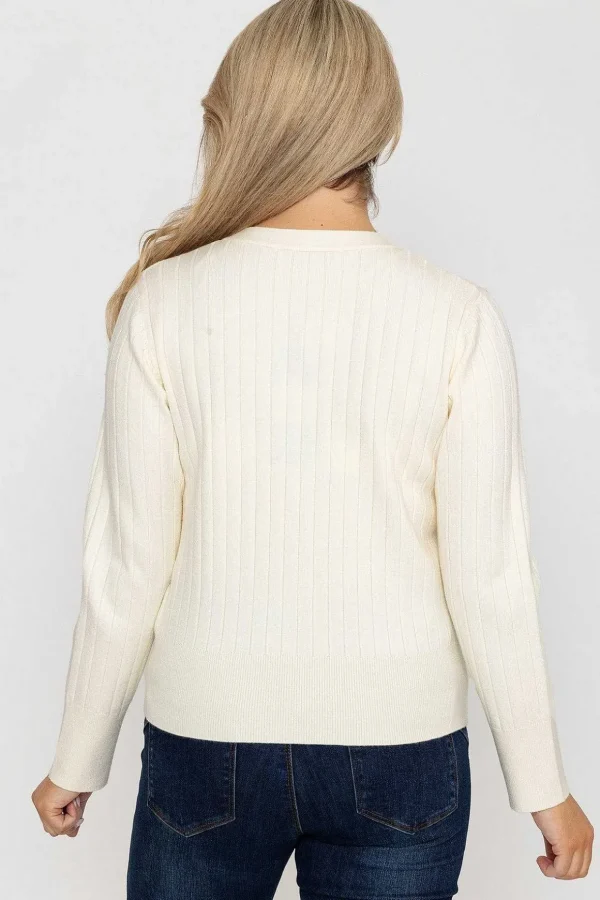 Rib Crop Cardigan In Ecru