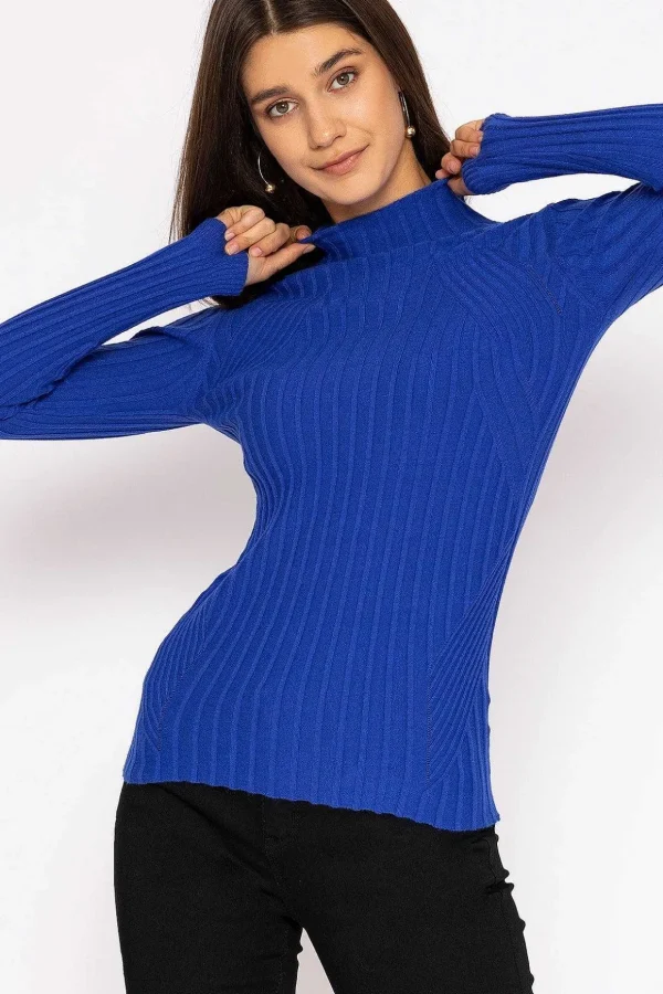 Rib Knit Top In Blue