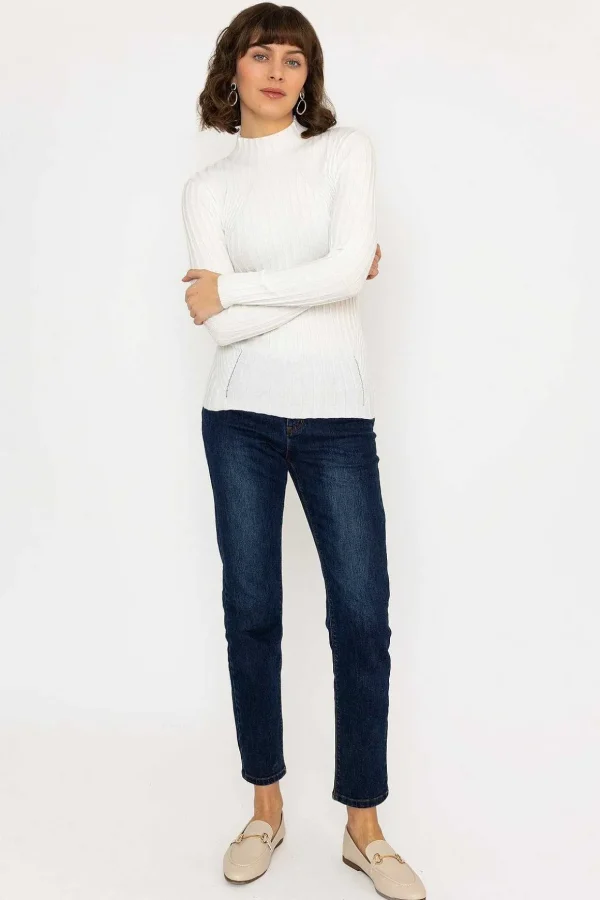 Rib Knit Top In Ecru