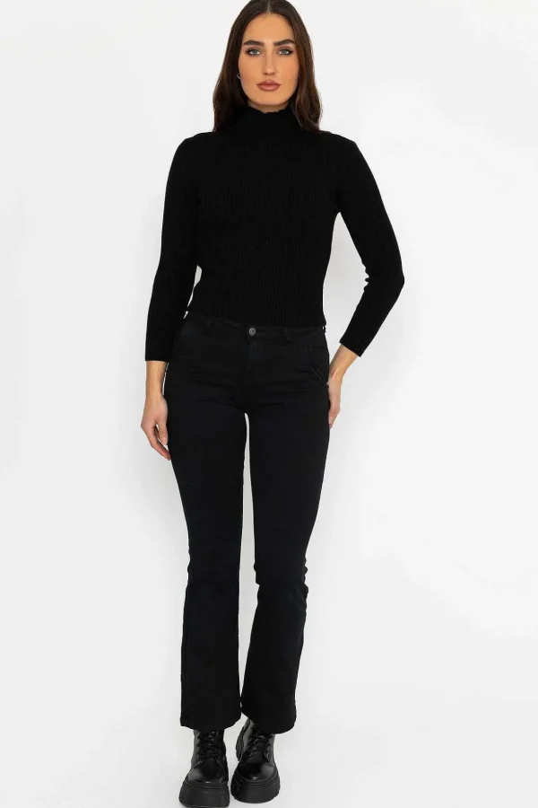 Rib Polo Knit In Black