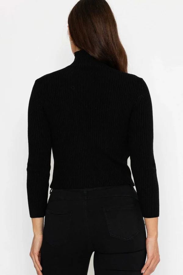 Rib Polo Knit In Black