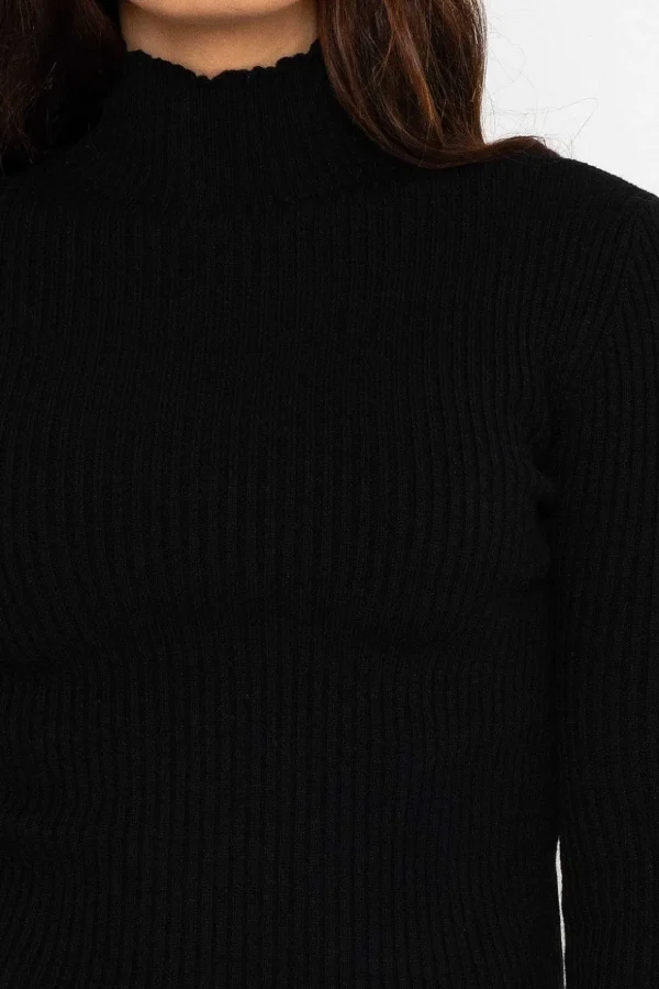 Rib Polo Knit In Black