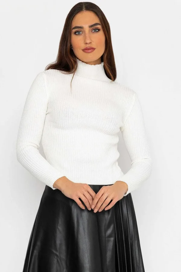 Rib Polo Knit In White