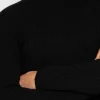 Rib Roll Neck Knit In Black