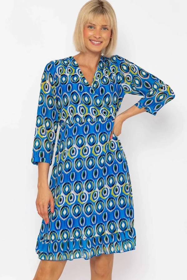 Roisin Blue Print Knee Length Dress