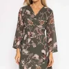 Roisin Knee Length Dress In Khaki Print