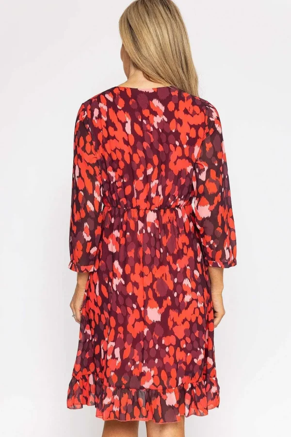Roisin Knee Length Dress In Red Print