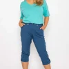 Roll-Tab Hem Stretch Cargo Pants In Blue
