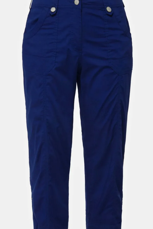 Roll-Tab Hem Stretch Cargo Pants In Dark Blue