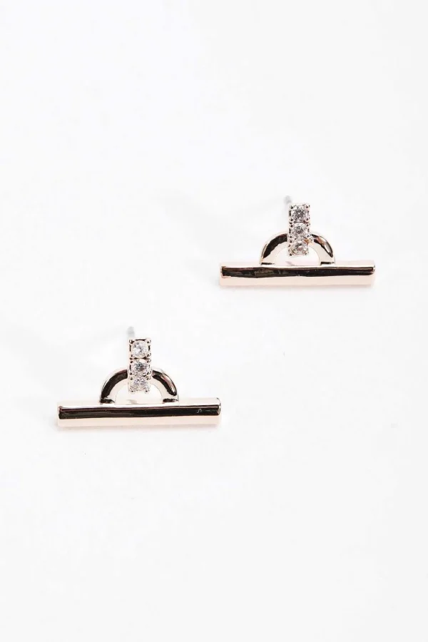 Rose Gold T-Bar Earrings
