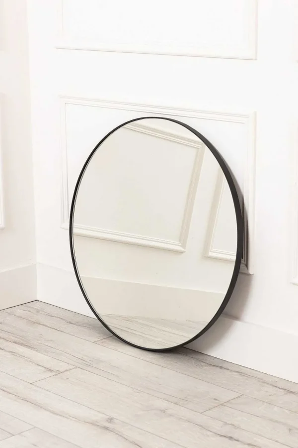 Round Black Modern Mirror