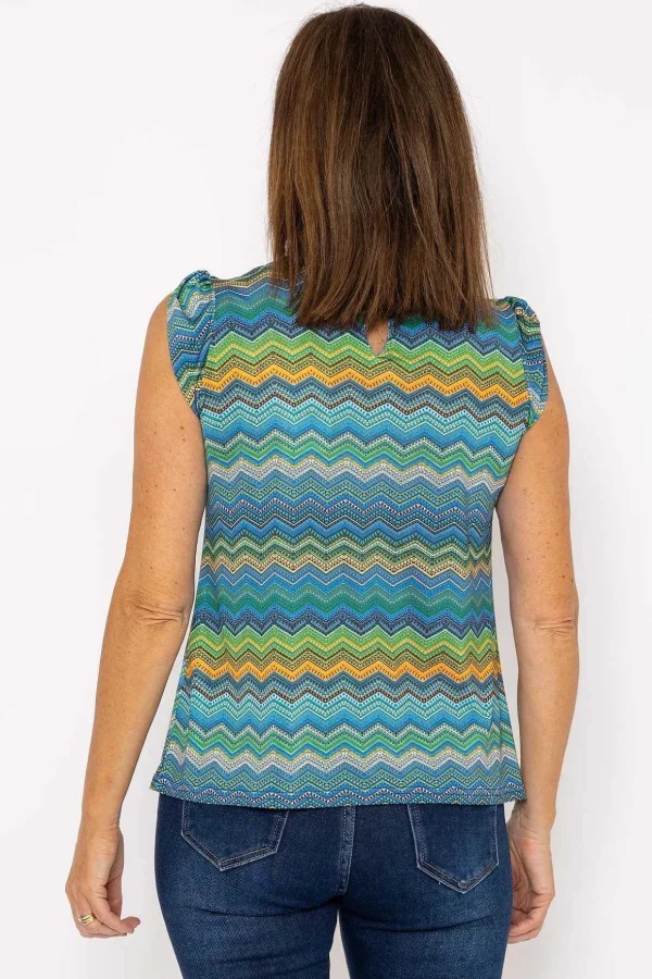 Round Neck Top In Blue Print
