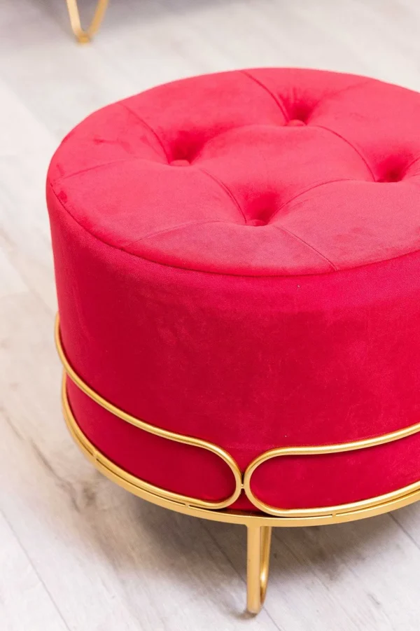 Round Red Ottoman