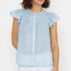 Ruffle Blouse In Blue Print