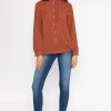 Ruffle Blouse In Rust Print