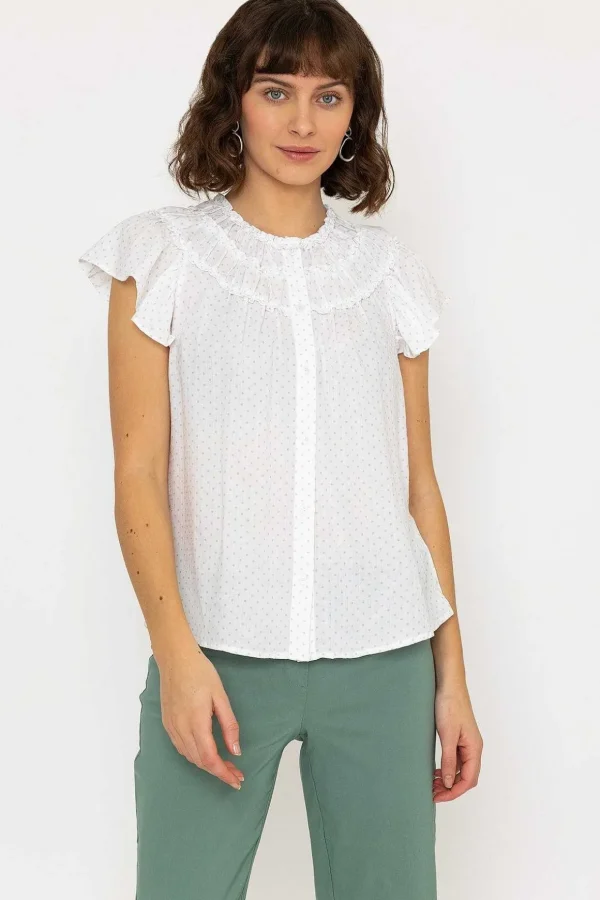 Ruffle Blouse In White Print