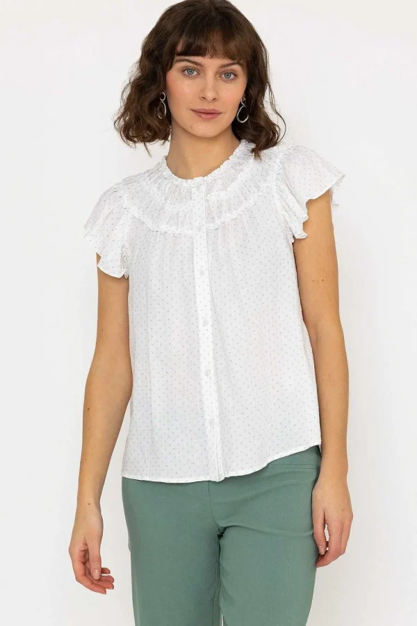 Ruffle Blouse In White Print
