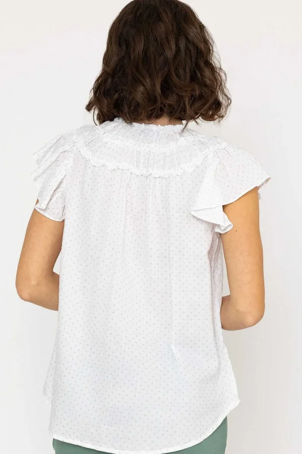 Ruffle Blouse In White Print