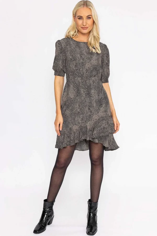 Ruffle Hem Dress In Leopard Print