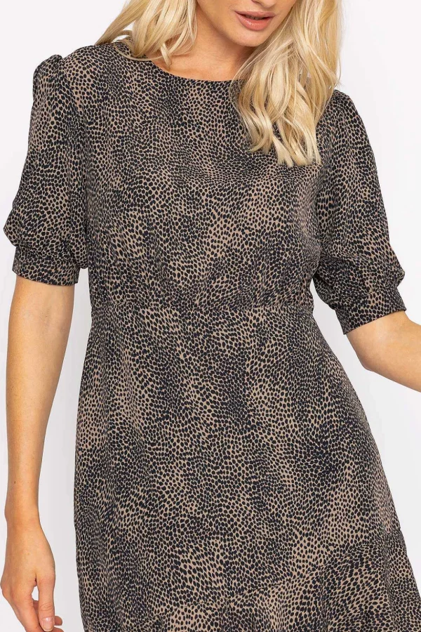 Ruffle Hem Dress In Leopard Print