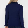 Ruffle Neck Knit In Navy