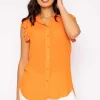 Ruffle Viscose Top In Orange