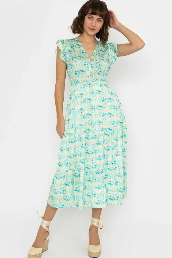Ruth Midi Dress In Green Print