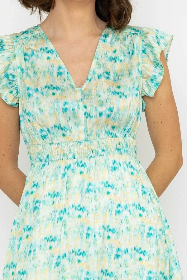 Ruth Midi Dress In Green Print