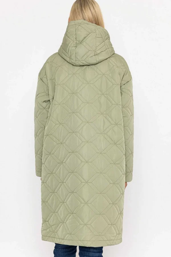 Sage Green Long Line Hooded Coat