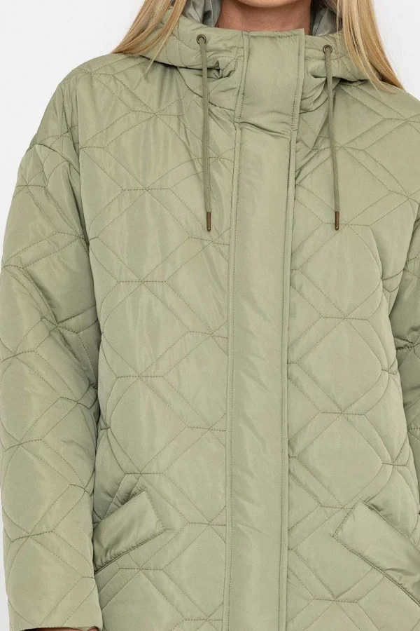 Sage Green Long Line Hooded Coat