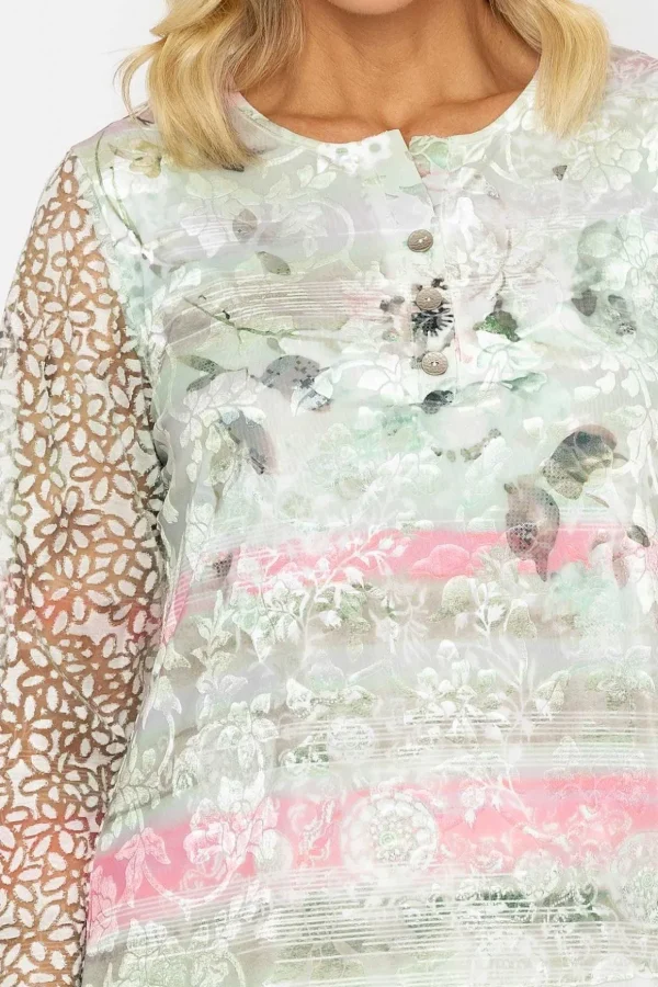 Sage Printed Dovore Top