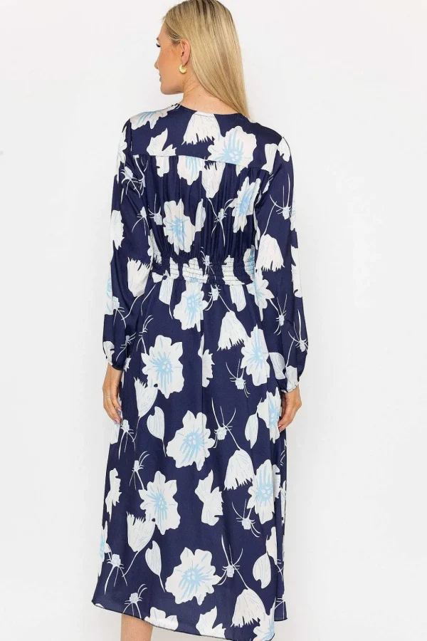 Sateen Cliodhna Midi Dress In Navy