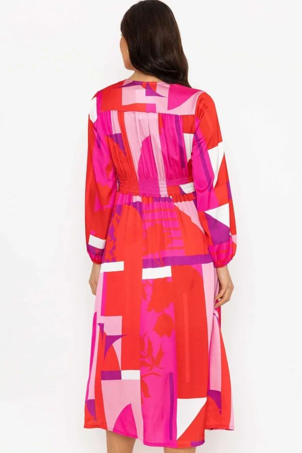 Sateen Cliodhna Midi Dress In Red