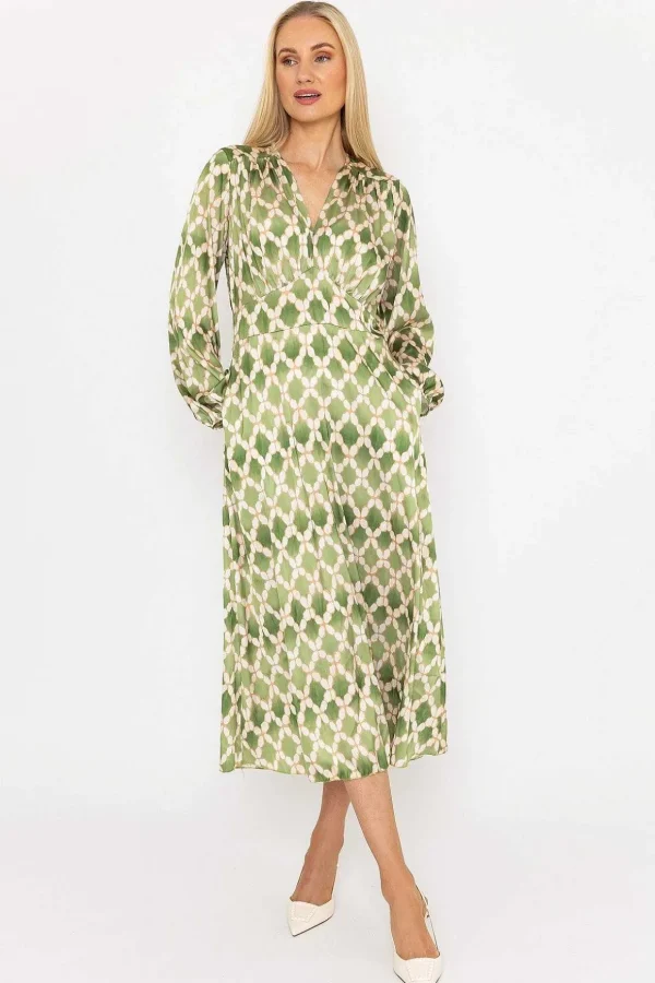 Sateen Cliodhna Midi Dress In Khaki
