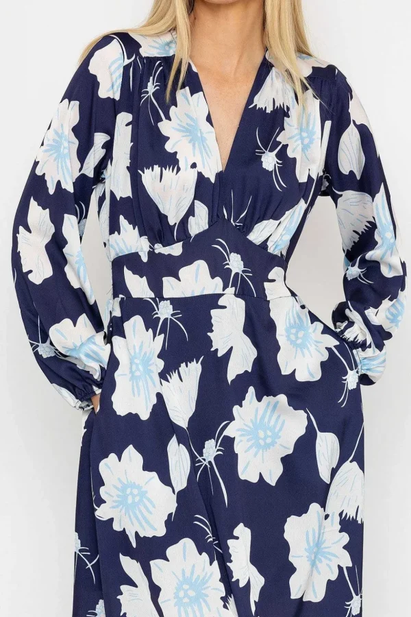 Sateen Cliodhna Midi Dress In Navy