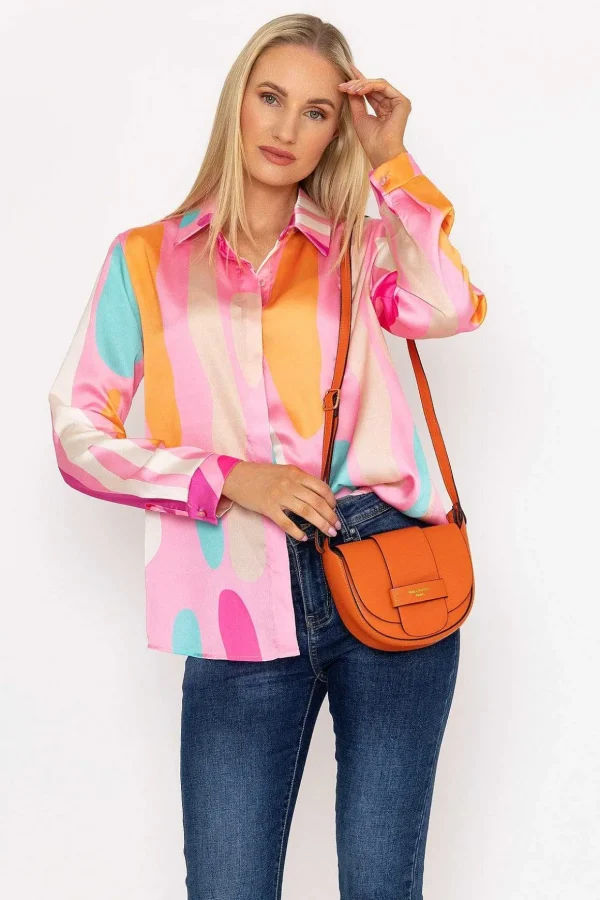 Sateen Print Shirt In Pink Print