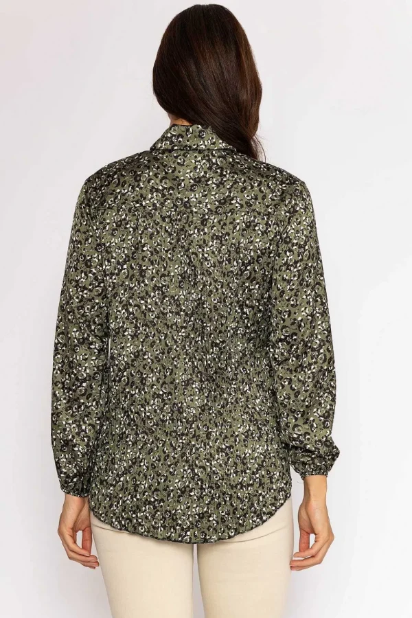 Sateen Pussybow Blouse In Khaki