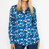 Sateen Shirt In Blue And Navy Print