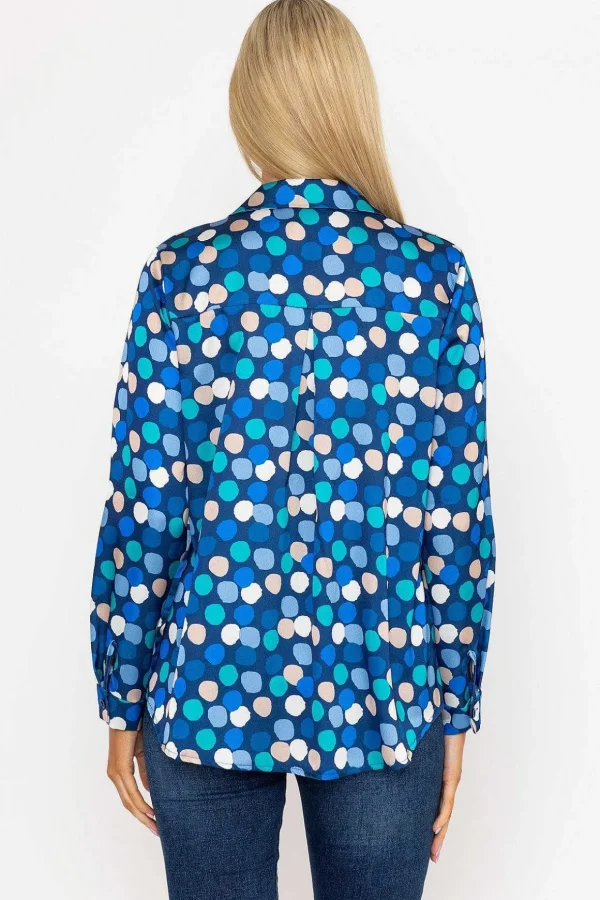 Sateen Shirt In Blue And Navy Print